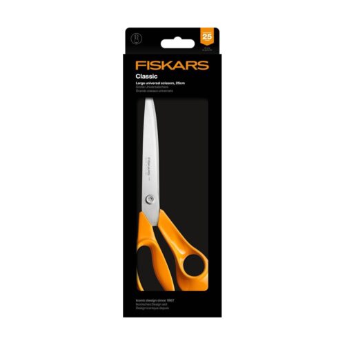 Fiskars Classic Universal Scissors 25cm – Stainless Steel Blades, Ergonomic Orange Handles, Right Handed Fabric & Paper Cutting 13 Fiskars Classic Universal Scissors 25cm – Stainless Steel Blades, Ergonomic Orange Handles, Right Handed Fabric & Paper Cutting