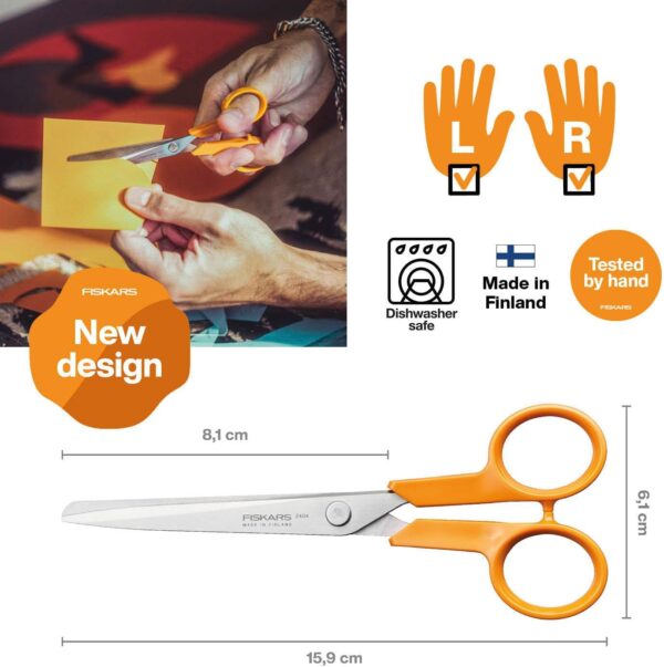Fiskars Classic Small Universal Scissors 16cm – Stainless Steel Precision Blades, Ergonomic Handle, Multi-Purpose DIY Use 2 Fiskars Classic Small Universal Scissors 16cm – Stainless Steel Precision Blades, Ergonomic Handle, Multi-Purpose DIY Use