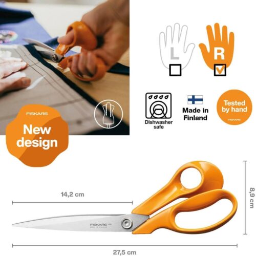 Fiskars Classic Universal Tailor Scissors 27cm – Stainless Steel Precision Blades, Ergonomic Handles, Heavy Duty Fabric Cutting 9 Fiskars Classic Universal Tailor Scissors 27cm – Stainless Steel Precision Blades, Ergonomic Handles, Heavy Duty Fabric Cutting