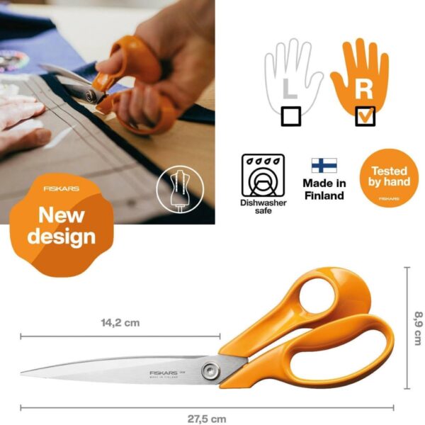 Fiskars Classic Universal Tailor Scissors 27cm – Stainless Steel Precision Blades, Ergonomic Handles, Heavy Duty Fabric Cutting 2 Fiskars Classic Universal Tailor Scissors 27cm – Stainless Steel Precision Blades, Ergonomic Handles, Heavy Duty Fabric Cutting