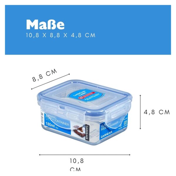 LocknLock Rectangular Classic Food Container 180ml (6oz) 110 x 90 x 48mm – Airtight & Leakproof BPA-Free Plastic Food Box 4 LocknLock Rectangular Classic Food Container 180ml (6oz) 110 x 90 x 48mm – Airtight & Leakproof BPA-Free Plastic Food Box