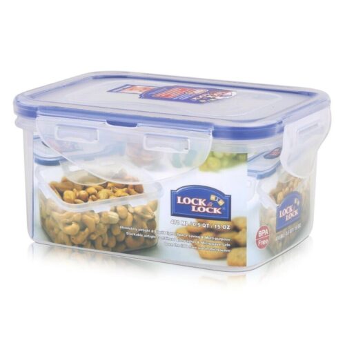 LocknLock Rectangular Classic Food Container 470ml (15oz) 137 x 104 x 70mm – Airtight & Leakproof BPA-Free Plastic Food Box