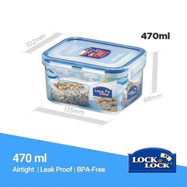 LocknLock Rectangular Classic Food Container 470ml (15oz) 137 x 104 x 70mm – Airtight & Leakproof BPA-Free Plastic Food Box 1 LocknLock Rectangular Classic Food Container 470ml (15oz) 137 x 104 x 70mm – Airtight & Leakproof BPA-Free Plastic Food Box