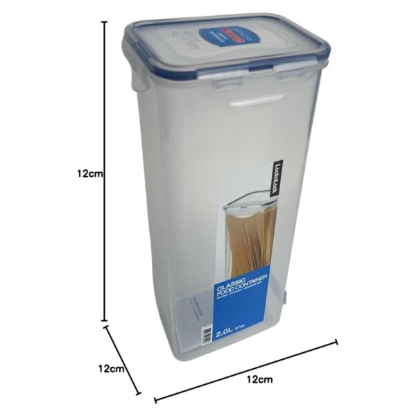 LocknLock Long Classic Food Container 2L (67oz) 137 x 104 x 284mm – Airtight & Leakproof BPA-Free Plastic Food Box