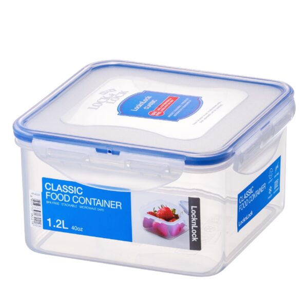 LNL-822-1.2 LocknLock Square Classic Food Container 1.2L (40oz) 155 x 155 x 87mm – Airtight & Leakproof BPA-Free Plastic Food Box