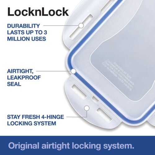 LocknLock Square Classic Food Container 870ml (29oz) 155 x 155 x 60mm – Airtight & Leakproof BPA-Free Plastic Food Box