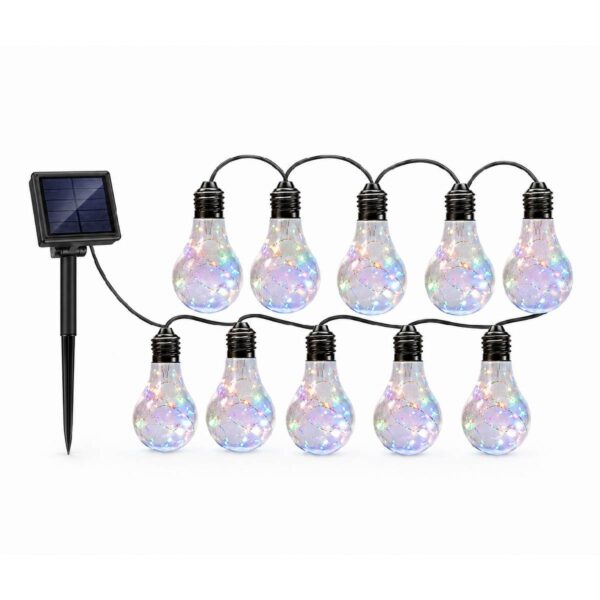 Solar Powered 10 Bulb String Lights 2.7M – Multicolour LED, Flashing & Steady Modes, IP44 Water-Resistant Outdoor Lights 1 Solar Powered 10 Bulb String Lights 2.7M – Multicolour LED, Flashing & Steady Modes, IP44 Water-Resistant Outdoor Lights