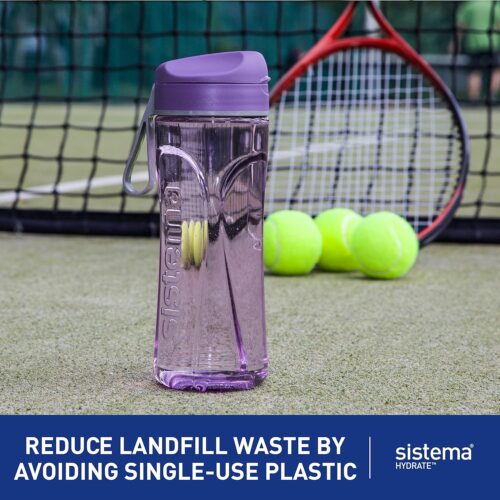 Sistema Hydrate Tritan Swift Water Bottle 600ml Turquoise – Leakproof Flip Lid, BPA Free, Reusable Sports & Travel Bottle