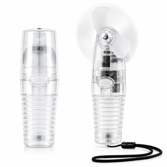Cool Air Pocket Fan Clear – Portable Battery Operated Handheld Mini Fan with Lanyard, Carry Cover & Travel Cooling