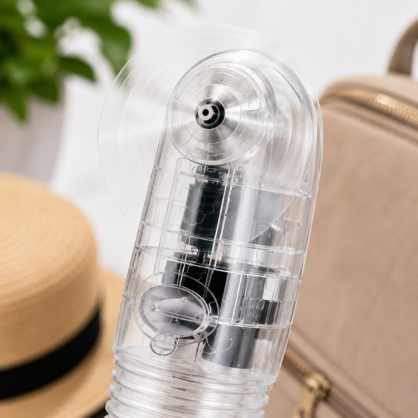 Cool Air Pocket Fan Clear – Portable Battery Operated Handheld Mini Fan with Lanyard, Carry Cover & Travel Cooling