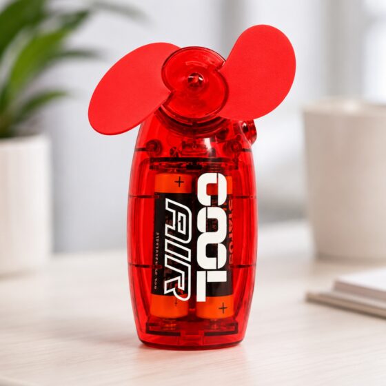 Handheld Mini Fan 2.5″ Red – Battery Operated Portable Pocket Cooling Fan, Lightweight Travel Fan, 2 AA Batteries Included