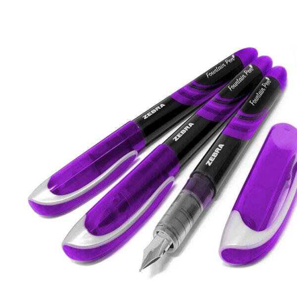 Zebra Disposable Fountain Pens Medium Tip (Violet, 12 Pack) – Smooth Non-Scratch Nib for School, Office & Everyday Writing
