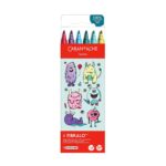 Caran d’Ache Kawaii Monsters Fibralo Felt Pens 6 Pack – Water Soluble Fibre-Tipped Colouring Pens in Cute Cardboard Box