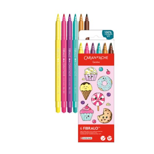 Caran d'Ache Kawaii Candy World Fibralo Felt Pens 6 Pack – Water Soluble Fibre-Tipped Colouring Pens in Cute Cardboard Box 7 Caran d’Ache Kawaii Candy World Fibralo Felt Pens 6 Pack – Water Soluble Fibre-Tipped Colouring Pens in Cute Cardboard Box