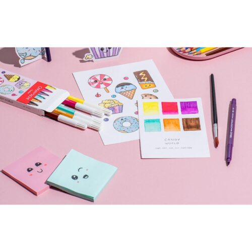 Caran d'Ache Kawaii Candy World Fibralo Felt Pens 6 Pack – Water Soluble Fibre-Tipped Colouring Pens in Cute Cardboard Box 10 Caran d’Ache Kawaii Candy World Fibralo Felt Pens 6 Pack – Water Soluble Fibre-Tipped Colouring Pens in Cute Cardboard Box