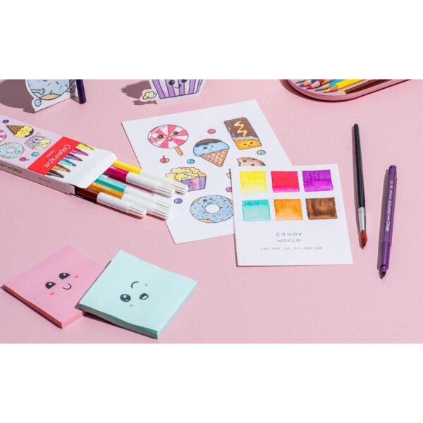 Caran d'Ache Kawaii Candy World Fibralo Felt Pens 6 Pack – Water Soluble Fibre-Tipped Colouring Pens in Cute Cardboard Box 4 Caran d’Ache Kawaii Candy World Fibralo Felt Pens 6 Pack – Water Soluble Fibre-Tipped Colouring Pens in Cute Cardboard Box