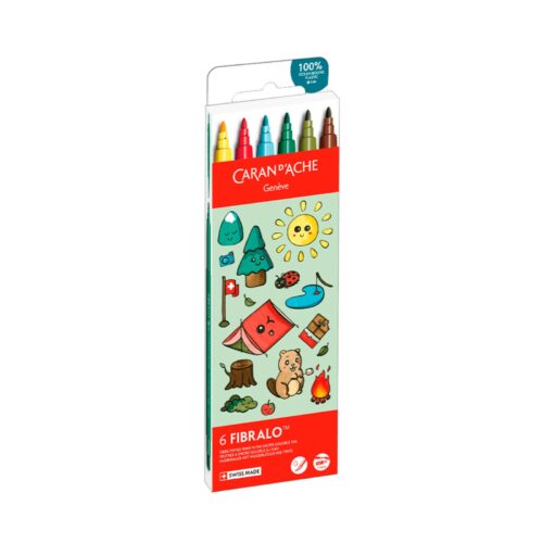 Caran d'Ache Kawaii Swiss Mountains Fibralo Felt Pens 6 Pack – Water Soluble Fibre-Tipped Colouring Pens in Cardboard Box 9 Caran d’Ache Kawaii Swiss Mountains Fibralo Felt Pens 6 Pack – Water Soluble Fibre-Tipped Colouring Pens in Cardboard Box