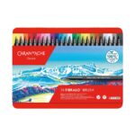 Caran d’Ache Fibralo Brush Pens 24 Colours – Water Soluble Fibre-Tipped Brush Pens, Metal Tin for Drawing, Calligraphy & Watercolour