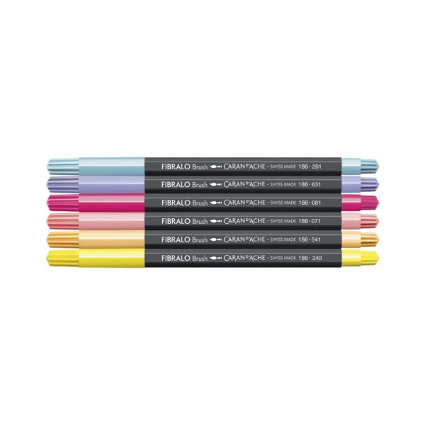 Caran d'Ache Manga Shojo Fibralo Brush Pens 6 Pack – Water Soluble Fibre-Tipped Brush Pens in Cardboard Box 2 CRD 0186.801 3