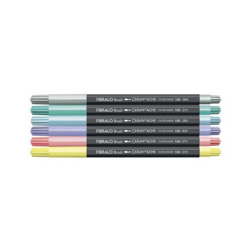 Caran d'Ache Pastel Fibralo Brush Pens 6 Pack – Water Soluble Fibre-Tipped Brush Pens in Cardboard Box 7 Caran d'Ache Pastel Fibralo Brush Pens 6 Pack – Water Soluble Fibre-Tipped Brush Pens in Cardboard Box - Image 3