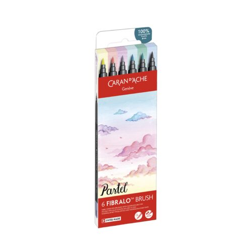 Caran d'Ache Pastel Fibralo Brush Pens 6 Pack – Water Soluble Fibre-Tipped Brush Pens in Cardboard Box 8 Caran d'Ache Pastel Fibralo Brush Pens 6 Pack – Water Soluble Fibre-Tipped Brush Pens in Cardboard Box - Image 4