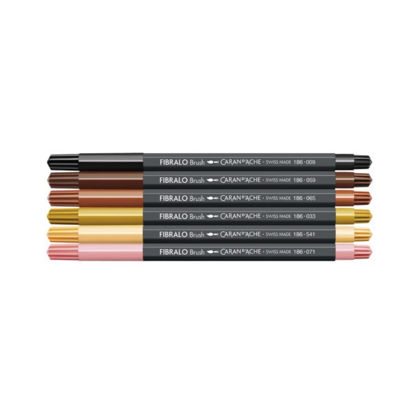 Caran d'Ache Portrait Fibralo Brush Pens 6 Pack – Water Soluble Fibre-Tipped Brush Pens in Cardboard Box 2 CRD 0186.803 3