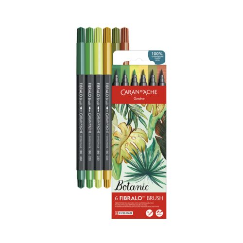 Caran d'Ache Botanic Fibralo Brush Pens 6 Pack – Water Soluble Fibre-Tipped Brush Pens in Cardboard Box 6 Caran d'Ache Botanic Fibralo Brush Pens 6 Pack – Water Soluble Fibre-Tipped Brush Pens in Cardboard Box - Image 2