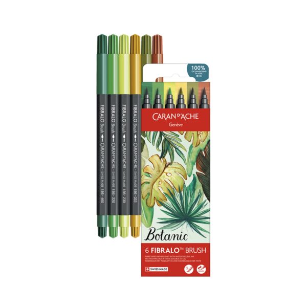 Caran d'Ache Botanic Fibralo Brush Pens 6 Pack – Water Soluble Fibre-Tipped Brush Pens in Cardboard Box 1 CRD 0186.804 2