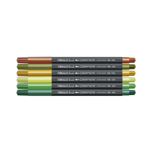 Caran d'Ache Botanic Fibralo Brush Pens 6 Pack – Water Soluble Fibre-Tipped Brush Pens in Cardboard Box 2 CRD 0186.804 3