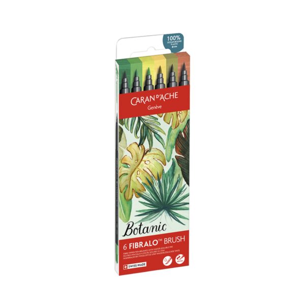 Caran d'Ache Botanic Fibralo Brush Pens 6 Pack – Water Soluble Fibre-Tipped Brush Pens in Cardboard Box 3 CRD 0186.804 4