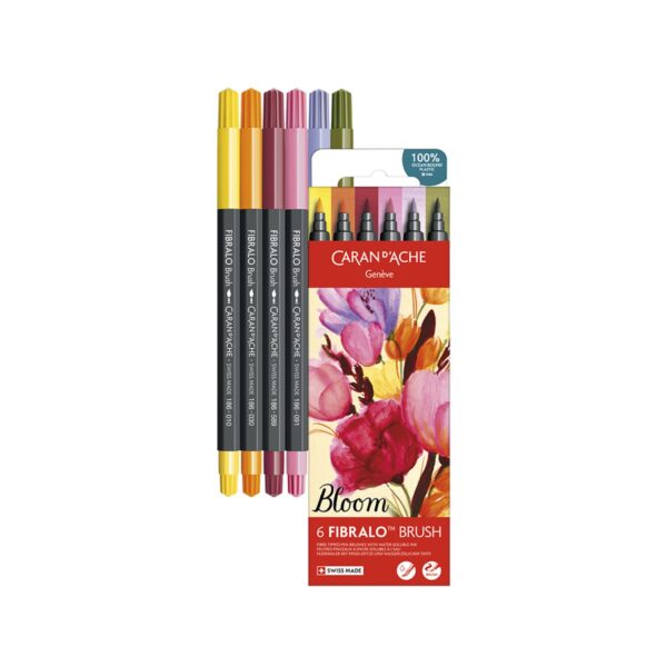 Caran d'Ache Bloom Fibralo Brush Pens 6 Pack – Water Soluble Fibre-Tipped Brush Pens in Cardboard Box 1 CRD 0186.806 2