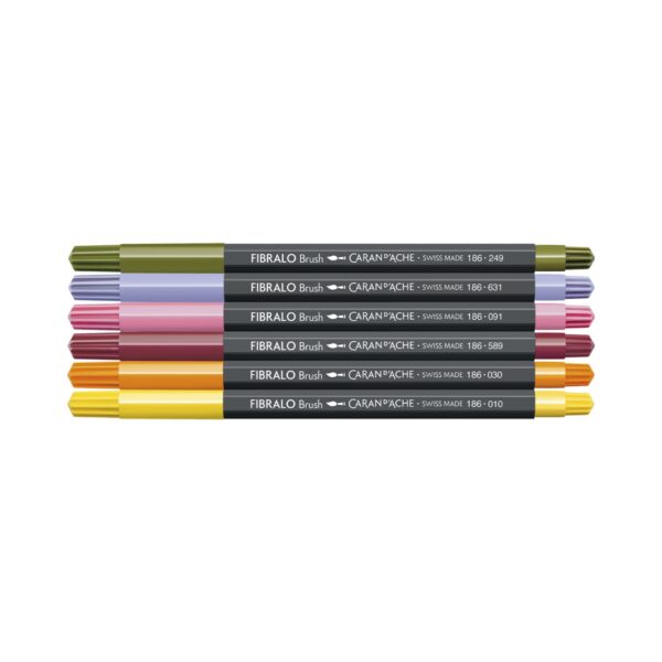Caran d'Ache Bloom Fibralo Brush Pens 6 Pack – Water Soluble Fibre-Tipped Brush Pens in Cardboard Box 2 CRD 0186.806 3