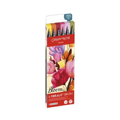 Caran d'Ache Bloom Fibralo Brush Pens 6 Pack – Water Soluble Fibre-Tipped Brush Pens in Cardboard Box 8 Caran d'Ache Bloom Fibralo Brush Pens 6 Pack – Water Soluble Fibre-Tipped Brush Pens in Cardboard Box - Image 4