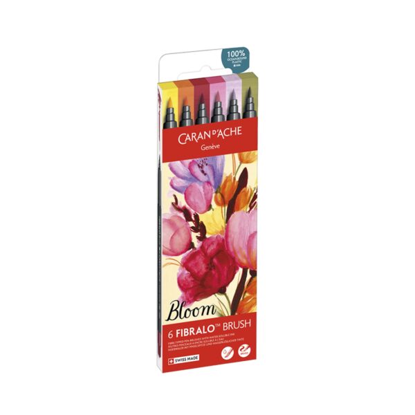 Caran d'Ache Bloom Fibralo Brush Pens 6 Pack – Water Soluble Fibre-Tipped Brush Pens in Cardboard Box 3 CRD 0186.806 4