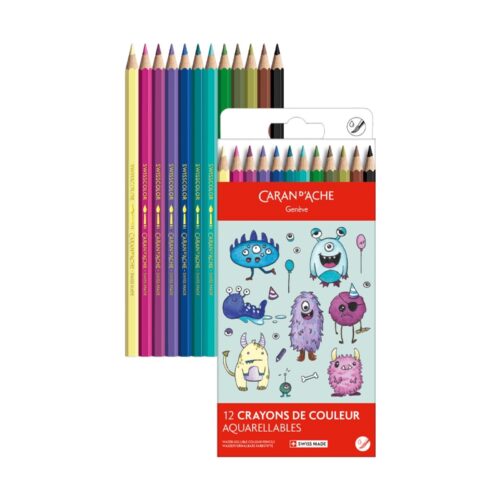 Caran d'Ache Kawaii Monsters Swisscolor Aquarelle Colour Pencils 12 Pack – Water Soluble Colouring Pencils in Cute Cardboard Box 7 Caran d'Ache Kawaii Monsters Swisscolor Aquarelle Colour Pencils 12 Pack – Water Soluble Colouring Pencils in Cute Cardboard Box - Image 2