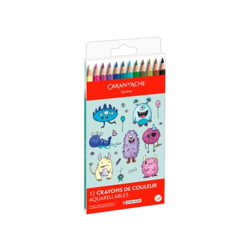 Caran d'Ache Kawaii Monsters Swisscolor Aquarelle Colour Pencils 12 Pack – Water Soluble Colouring Pencils in Cute Cardboard Box 9 Caran d'Ache Kawaii Monsters Swisscolor Aquarelle Colour Pencils 12 Pack – Water Soluble Colouring Pencils in Cute Cardboard Box - Image 4