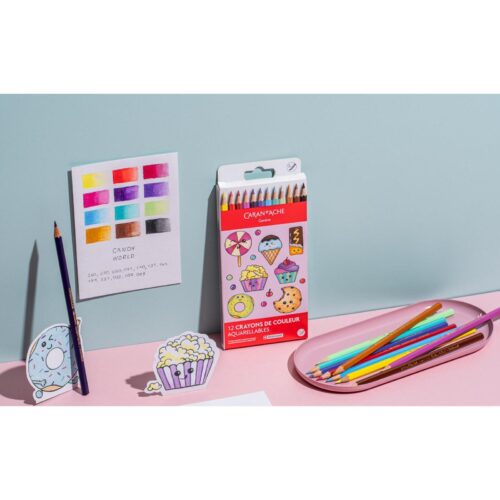 Caran d'Ache Kawaii Candy World Swisscolor Aquarelle Colour Pencils 12 Pack – Water Soluble Colouring Pencils in Cute Cardboard Box 10 Caran d'Ache Kawaii Candy World Swisscolor Aquarelle Colour Pencils 12 Pack – Water Soluble Colouring Pencils in Cute Cardboard Box - Image 5