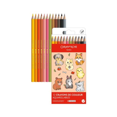 Caran d'Ache Kawaii Cute Animals Swisscolor Aquarelle Colour Pencils 12 Pack – Water Soluble Colouring Pencils in Cute Cardboard Box 7 Caran d'Ache Kawaii Cute Animals Swisscolor Aquarelle Colour Pencils 12 Pack – Water Soluble Colouring Pencils in Cute Cardboard Box - Image 2