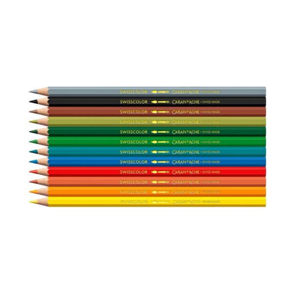 Caran d'Ache Kawaii Swiss Mountains Swisscolor Aquarelle Colour Pencils 12 Pack – Water Soluble Colouring Pencils in Cute Cardboard Box 2 CRD 1285.804 3