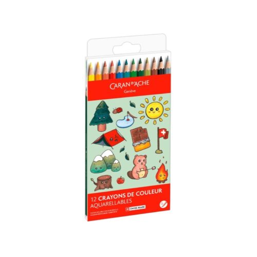 Caran d'Ache Kawaii Swiss Mountains Swisscolor Aquarelle Colour Pencils 12 Pack – Water Soluble Colouring Pencils in Cute Cardboard Box 9 Caran d'Ache Kawaii Swiss Mountains Swisscolor Aquarelle Colour Pencils 12 Pack – Water Soluble Colouring Pencils in Cute Cardboard Box - Image 4