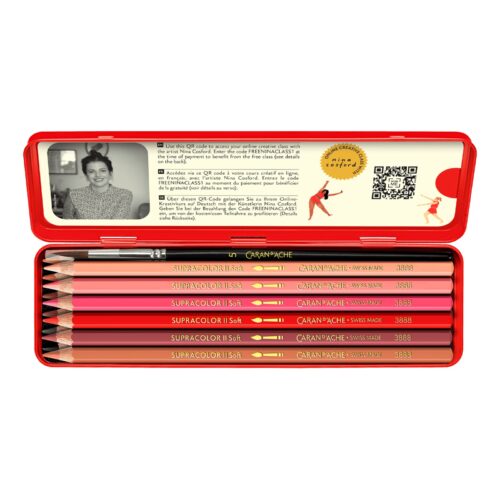 Caran d'Ache Nina Cosford Creative Tin Set 13 Piece – 12 Supracolor Aquarelle Pencils, Brush & Online Creative Class 8 Caran d'Ache Nina Cosford Creative Tin Set 13 Piece – 12 Supracolor Aquarelle Pencils, Brush & Online Creative Class - Image 2