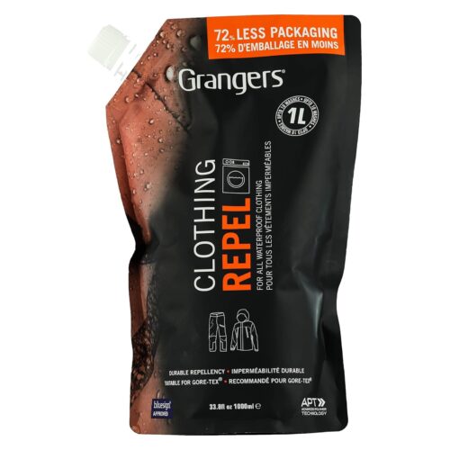 Grangers Clothing Repel 1000ml – PFC-Free Wash-In Proofer for Waterproof Clothing, Durable Water Repellency, Recyclable Pouch