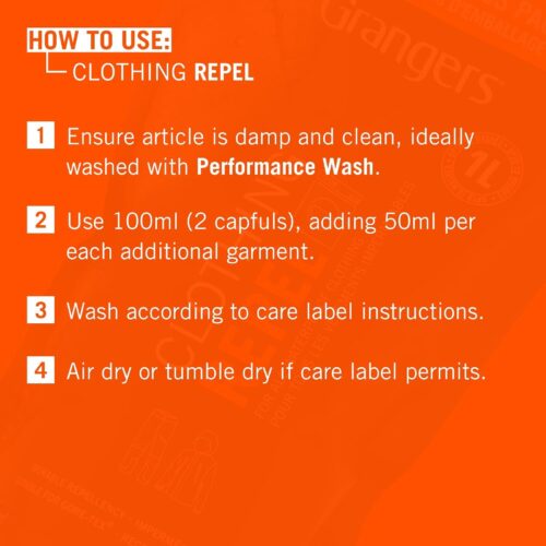 Grangers Clothing Repel 1000ml – PFC-Free Wash-In Proofer for Waterproof Clothing, Durable Water Repellency, Recyclable Pouch 10 Grangers Clothing Repel 1000ml – PFC-Free Wash-In Proofer for Waterproof Clothing, Durable Water Repellency, Recyclable Pouch