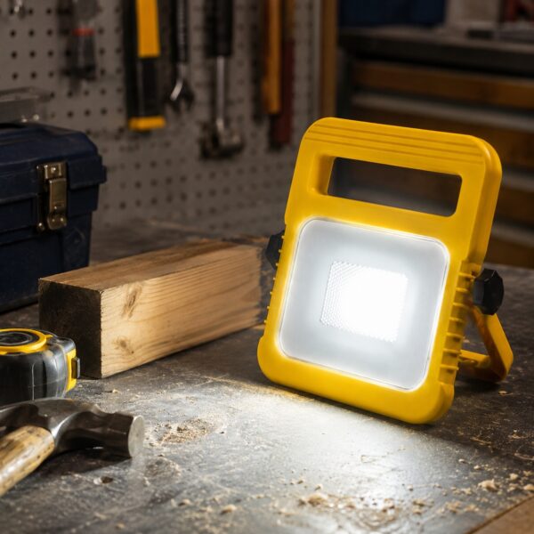 LUTEC Utin Portable LED Work Light 10W Yellow – 5000K Daylight, IP54 Weather Resistant, Adjustable Carry Stand 3 LUTEC Utin Portable LED Work Light 10W Yellow – 5000K Daylight, IP54 Weather Resistant, Adjustable Carry Stand