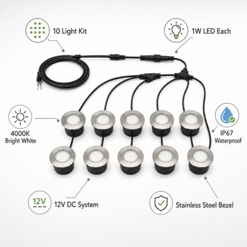 LUTEC TwiLight LED Deck Lights (10 Pack) – 1W 4000K Bright White, IP67 Waterproof Recessed Outdoor Deck & Floor Lights 8 LUTEC TwiLight LED Deck Lights (10 Pack) – 1W 4000K Bright White, IP67 Waterproof Recessed Outdoor Deck & Floor Lights