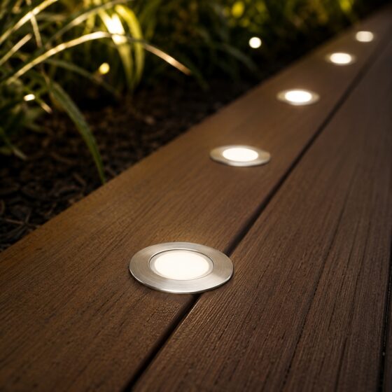 LUTEC TwiLight LED Deck Lights (10 Pack) – 1W 4000K Bright White, IP67 Waterproof Recessed Outdoor Deck & Floor Lights