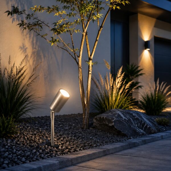LUTEC Rado Stainless Steel Outdoor Garden Spike Spotlight – GU10 Max 35W, IP44 Weather Resistant, Adjustable Head 3 LUTEC Rado Stainless Steel Outdoor Garden Spike Spotlight – GU10 Max 35W, IP44 Weather Resistant, Adjustable Head
