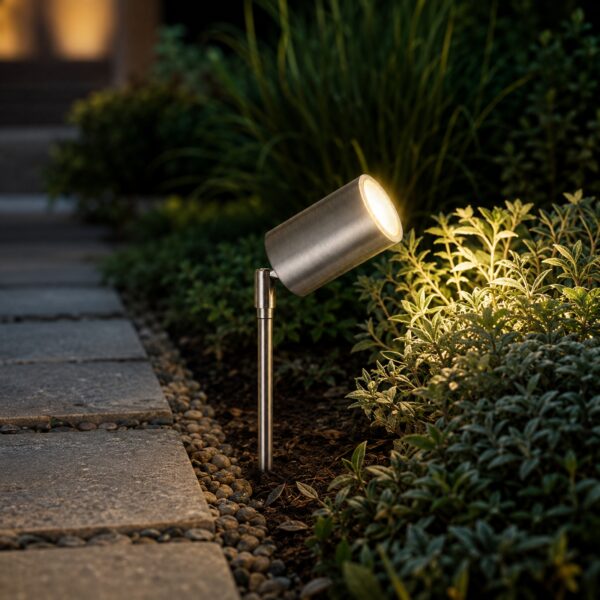 LUTEC Rado Stainless Steel Outdoor Garden Spike Spotlight – GU10 Max 35W, IP44 Weather Resistant, Adjustable Head 4 LUTEC Rado Stainless Steel Outdoor Garden Spike Spotlight – GU10 Max 35W, IP44 Weather Resistant, Adjustable Head
