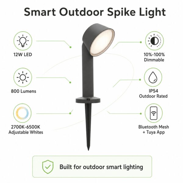 LUTEC Dakota Smart LED Garden Spike Light 12W Grey – 800 Lumens, 2700K–6500K Adjustable White, Bluetooth IP54 1 LUTEC Dakota Smart LED Garden Spike Light 12W Grey – 800 Lumens, 2700K–6500K Adjustable White, Bluetooth IP54