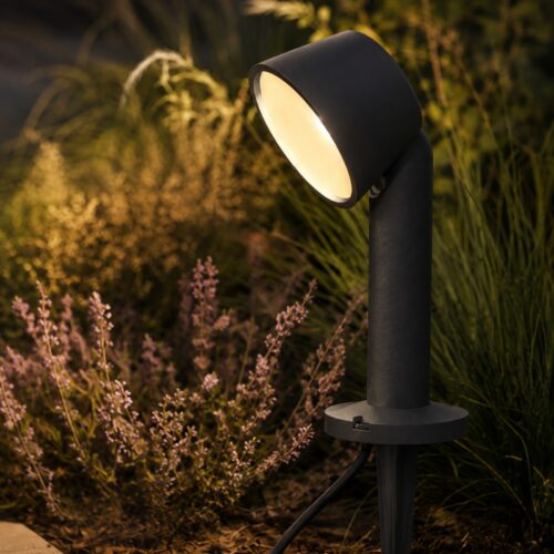 LUTEC Dakota Smart LED Garden Spike Light 12W Grey – 800 Lumens, 2700K–6500K Adjustable White, Bluetooth IP54
